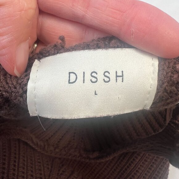 DISSH Bloom Chocolate Crochet Maxi Dress Knit Fitted Sleeveless Brown Large - Picture 9 of 14